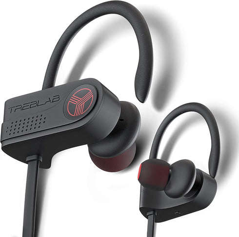 TREBLAB XR700 Wireless Sports Earbuds, Bluetooth 5.0, IPX7 Waterproof, Noise Cancelling, Adjustable Earhooks