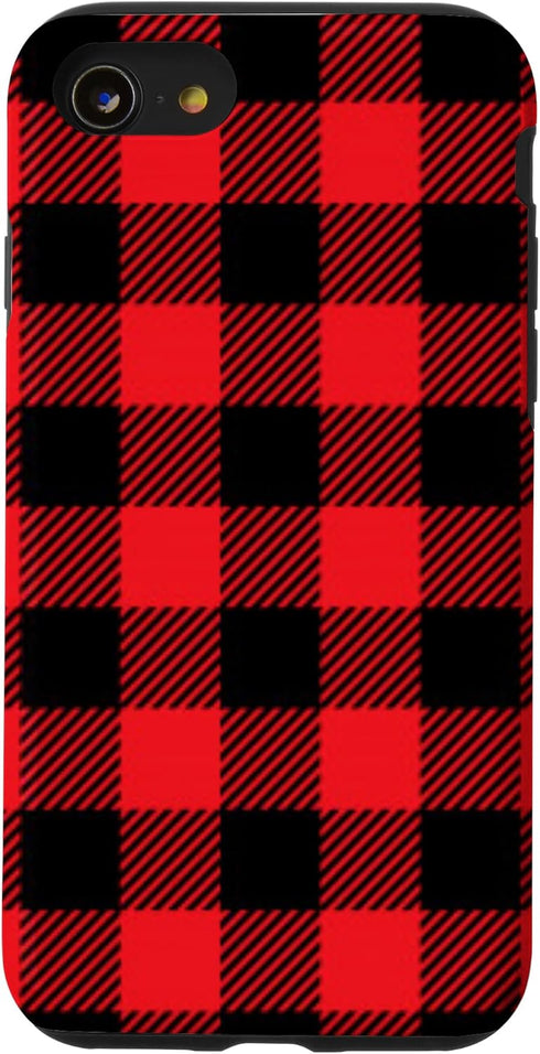 Red Black Buffalo Plaid Lumberjack Case for iPhone SE (2020), 7, and 8 - Stylish Protection for Your Device!