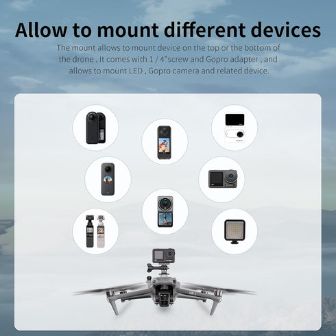 CAPART Camera Mount Expansion Bracket for DJI Air 3 Drone, Compatible with DJI OSMO Action and GoPro Action Cameras