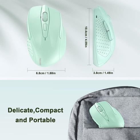 TECKNET Wireless Mouse, 2.4GHz Ergonomic Computer Mouse, Portable Cordless Mice for Laptop, 6 Buttons USB Mouse, Ergo