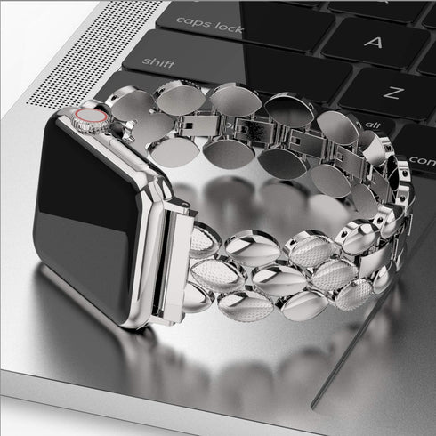 Moolia Elegant Metal Strap for Apple Watch Band, 38mm 40mm 41mm, Silver Fashion Replacement Strap