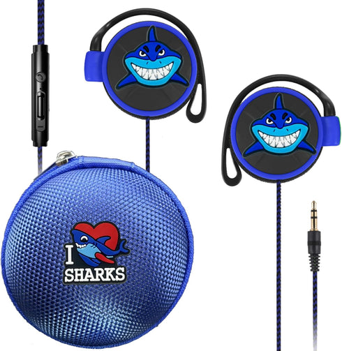 Earbuds Set with Case for Kids, Wired Over-Ear 3.5mm Headphones for Phone and PC, Comfortable Earphones with Hook