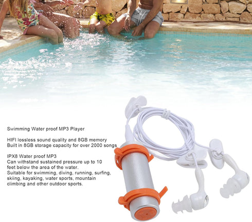 MP3 8GB Swimming Swimming, Gugxiom Water Proof Player, HiFi Lossless Sound Music Player, Aluminum Shell Underwater