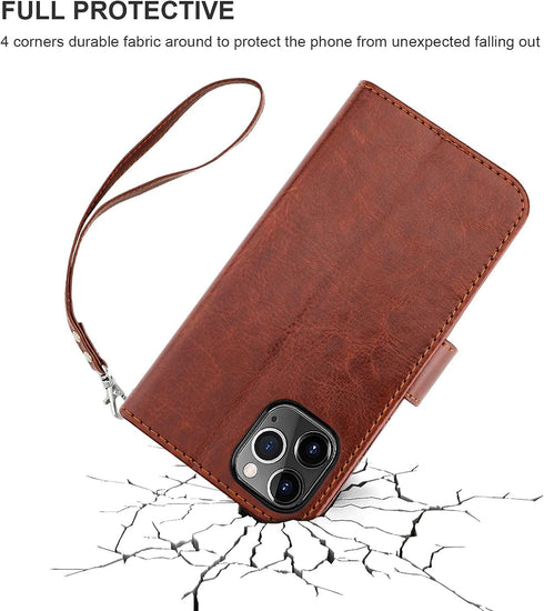 Bocasal Wallet Case for iPhone 11 Pro Max, PU Leather Kickstand, Shockproof Protective Flip Cover (Brown)
