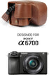 MegaGear Genuine Leather Camera Case for Sony Alpha a6700 (16-50mm) - Stylish Protective Brown Case