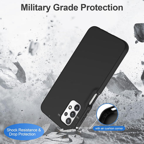 for Samsung Galaxy A32 5G Case with Built-in Screen Protector, Shockproof Cover Case, Rugged PC & Soft TPU (Black)