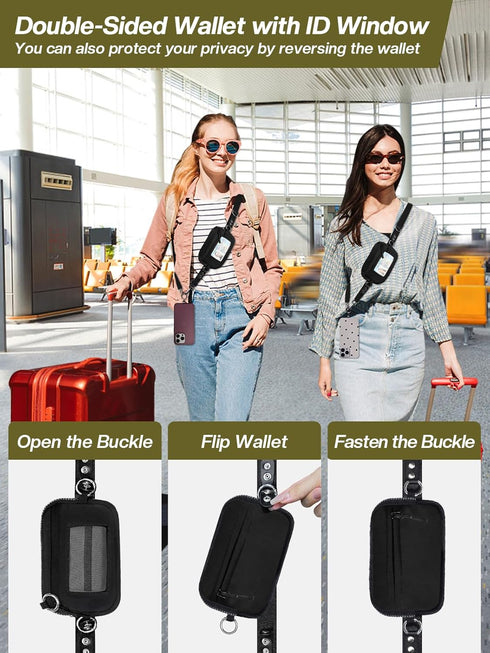Tiostep Clip and Go Strap for Phone with Wallet Crossbody Phone Lanyard Adjustable and Detachable RFID Wristlet Wallet