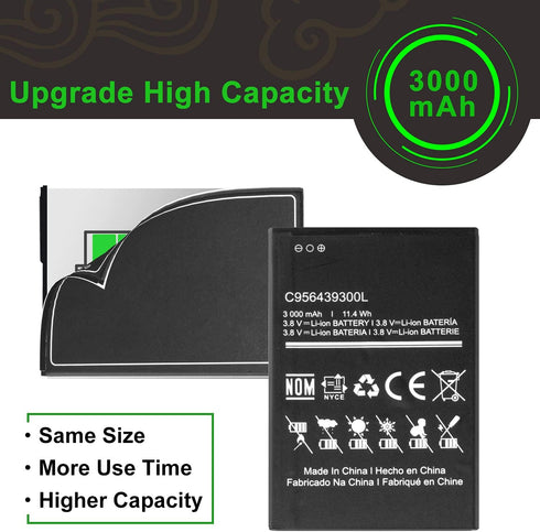 WUHAO Replacement Battery C956439300L - Upgraded 3000mAh Battery for BLU Studio Mega 2019 S0510UU