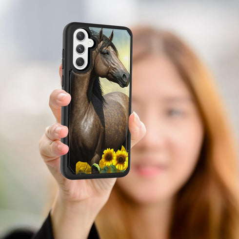 Samsung Galaxy S24 Case, Wallet Case with Card Slots & Kickstand, PU Leather Cover, Soft TPU Protective, Horse and