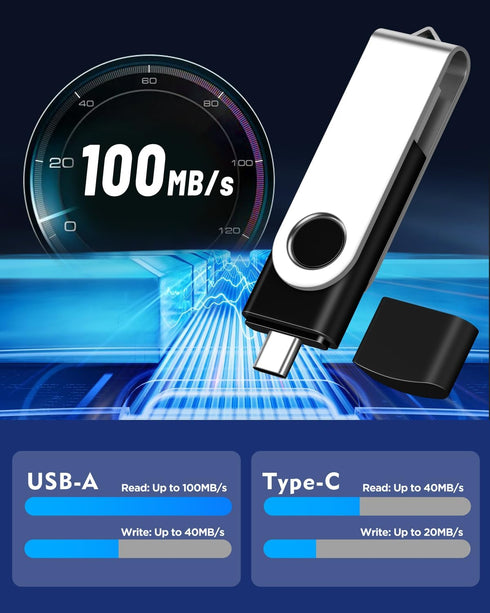 AGECASH A 128GB 1 Pack 2-in-1 3 .0 128GB AGECASH USB-C Dual Flash Drive | USB A + Type C Flash Drives USB C Thumb Drive
