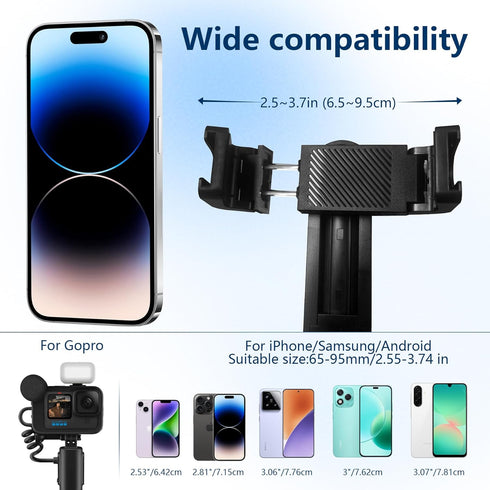 Docaharbour 360 Phone Tripod Stand with Zoom, Portable Selfie Stick with Detachable Remote and Rotatable Holder