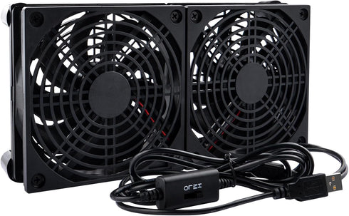 120mm 5V, 3-Degree Quiet Dual USB Fan Dual-Ball Bearings, USB Fan with L/M/H Speed Controller High Airflow Cooling Fan