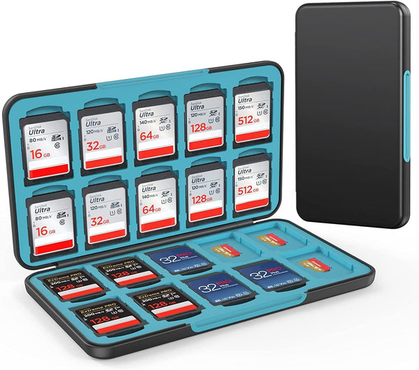 HEIYING Memory Card Case for SD and TF Cards, Portable Holder with 20 SD & 20 Micro SD Card Slots