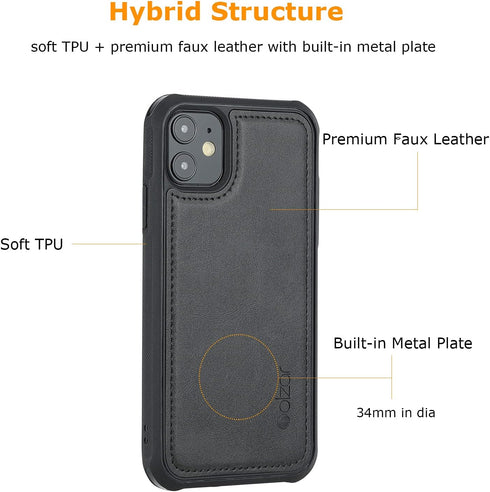 molzar MAG Series for iPhone 11 Case, Built-in Metal Plate for Magnetic Mount, Compatible with Qi Chargers