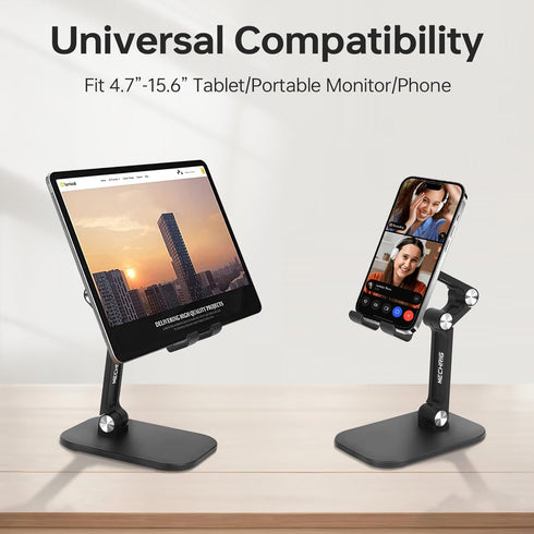 Mechrig 4-11" Foldable Phone Stand for Desk - Adjustable Height & Angle Cell Phone Holder, Portable Tablet Stand