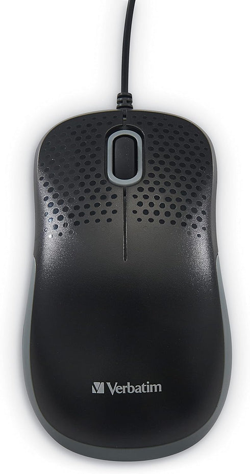 Verbatim USB Silent Corded Optical Mouse, Wired Noiseless Silent Click Computer Mouse for PC, Mac, Laptop