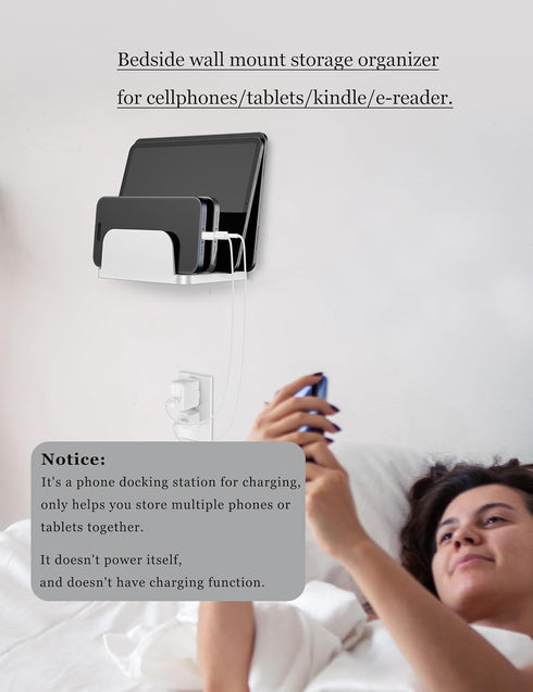 NOTMBESTM 4-Slot Wall Mount Phone Holder for Smartphones and Tablets, Phone Shelf with Docking Station Compatible