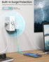 Wall Outlet Extender with Shelf and Night Light, Surge Protector, USB Wall Charger with 5 AC Outlets