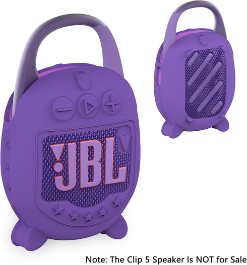 Silicone Cover Case for JBL CLIP 5 Portable Bluetooth Speaker, Soft Skin Sleeve Accessories (Only Case) (Purple)