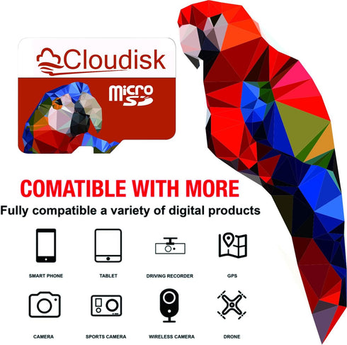 Pack of 5 Parrot-Prime 1GB Micro SD Card Flash Memory Card with SD Adapter, Card Reader