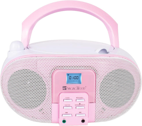 SingingWood GC01 Macarons Series Portable CD Player Boombox - Kids CD Player with AM FM Stereo Radio, Rose