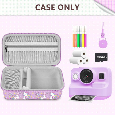 Leayjeen Kids Camera Case Compatible with Dylanto/GKTZ/HiMont/CAMCLID/ESOXOFFORE Kids Instant Print Camera, Kids Instant Camera for 1080P Printed Photos - Purple Unicorn (Case Only)