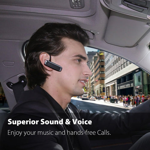 Bluetooth Headset, Hands-Free Wireless Earpiece with 18 Hours Playtime and Noise Cancelling Mic for iPhone Samsung