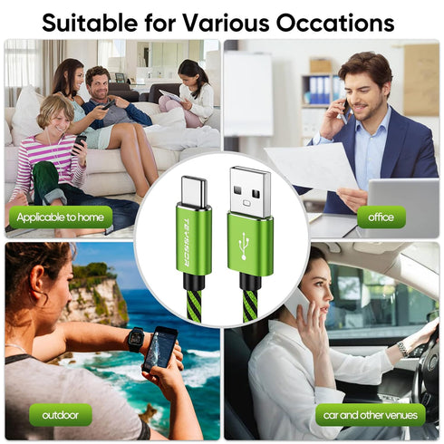 USB C Cable 6FT 4-Pack, Nylon Braided USB A to Type C Charger Cable, Fast Charging for Samsung Galaxy S24 S23 S22
