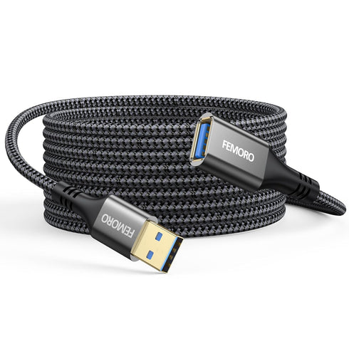USB Extension Cable 15 ft, USB 3.0 Male to Female Braided Cord for 5Gbps Data Transfer and Charging
