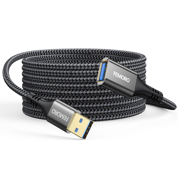 USB Extension Cable 15 ft, USB 3.0 Male to Female Braided Cord for 5Gbps Data Transfer and Charging