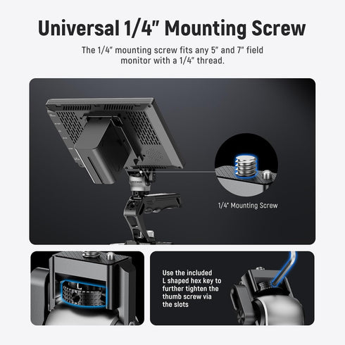 NEEWER Color Blocking Camera Monitor Mount with Cold Shoe, 360° Swivel, Compatible with Atomos Ninja V Monitor