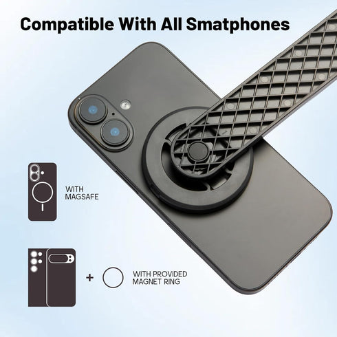 PIOENIMAGE 53" Magnetic Selfie Stick Phone Tripod for iPhone, Travel Tripod for iPhone, Extendable Magnetic Cell Phone