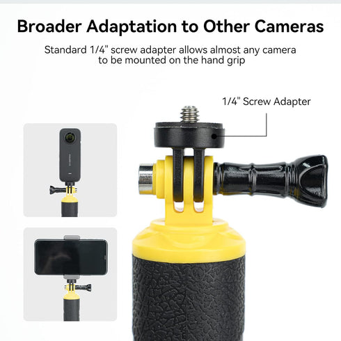 TELESIN Floating GoPro Stick for Hero 13 12 11 10 9 8 7 6, Fusion, Max, DJI Action Cameras