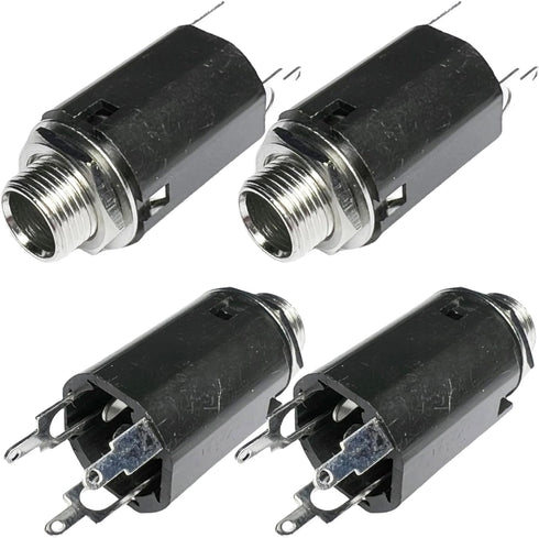 CESS 6.35mm 1/4 Inch Female Stereo TRS Audio Socket Jack Connector Panel/Chassis Mount - 4 PACK