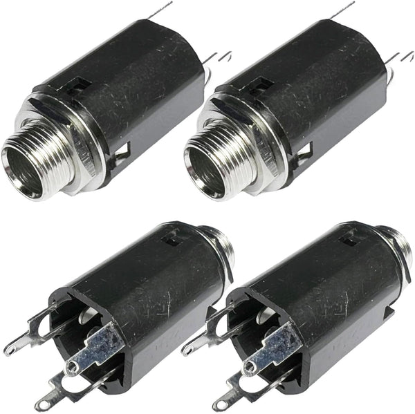 CESS 6.35mm 1/4 Inch Female Stereo TRS Audio Socket Jack Connector Panel/Chassis Mount - 4 PACK