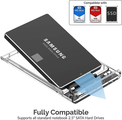 SABRENT 2.5 Inch SATA to USB 3.0 Tool Free Clear External Hard Drive Enclosure, Optimized for SSD