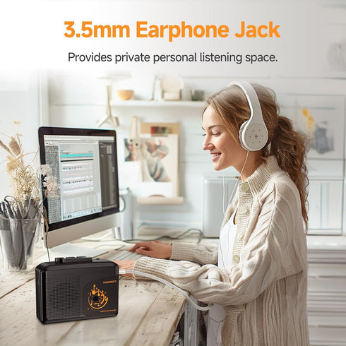 Portable Walkman Cassette Player Converter, Cassette to Digital via USB, Full Stereo Sound