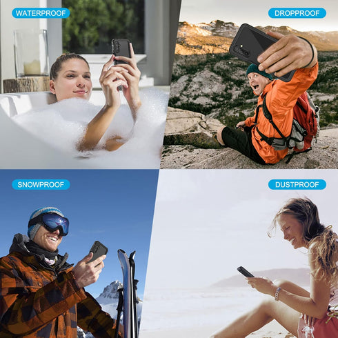 Lanhiem IP68 Waterproof Dustproof Case for Samsung Galaxy A14 5G, Rugged Full Body Protective Cover, Black/Clear