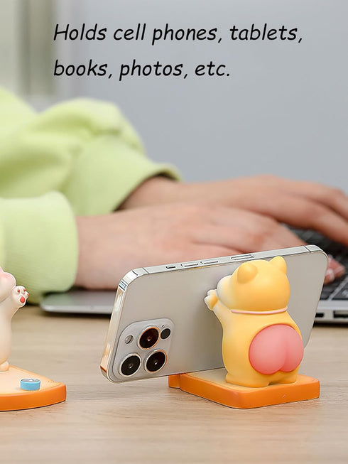 Cute Cat Cell Phone Stand Holder for Desk, Novelty Cat Desk Accessories, Suitable for All Mobile Phones, Tablets, Gifts