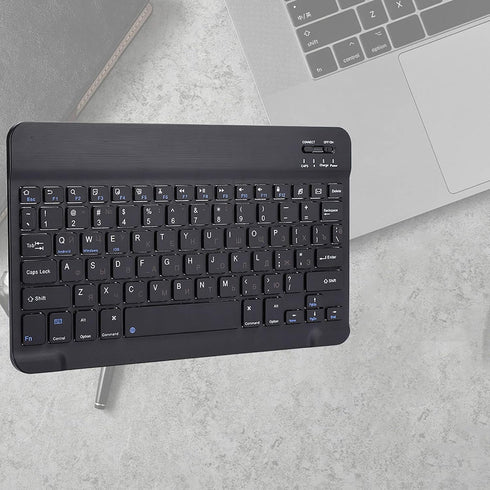Cyrillic Keyboard for Tablet, Black Russian 10.1 Slim Ultra Wide 80-Key Bluetooth 3.0 for iOS and Windows