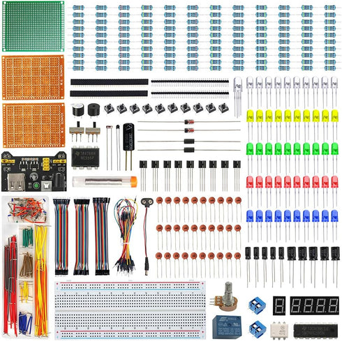 Electronics Component Fun Kit with E-Book, Upgraded Electronic Starter Kit for Arduino/Raspberry Pi