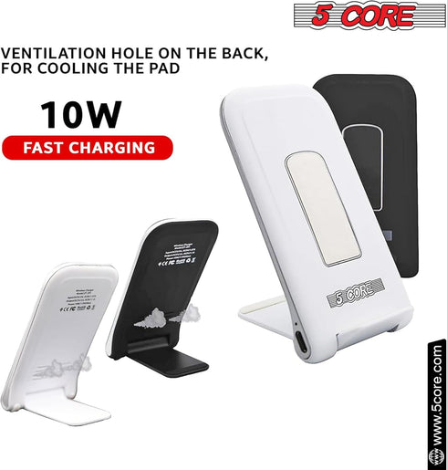 5 Core Fast Wireless Charger, 2 Pieces 10W Charging Station with Sleep-Friendly Light, Compatible with Samsung Galaxy