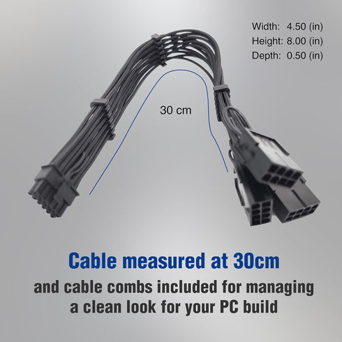Premium Sleeved 12VHPWR PCI-e 5.0 16Pin to Triple 8-Pin GPU Power Extension Cable (F04-303BK)