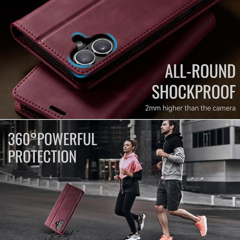 Cracedily 17 17, Wallet Case for iPhone Leather Wallet Flip Cover with Card Holder, Kickstand, Magnetic Closure, RFID