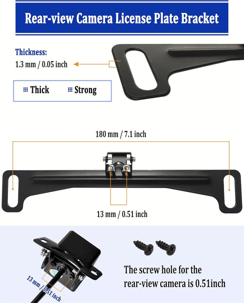 Aootf Universal Car Rear View Camera License Plate Bracket Kit, Black License Plate Frame and Backup Camera Holder, Dash Cam Mirror Camera Mount Kit- Only for Backup Rearview Camera by AOOTF