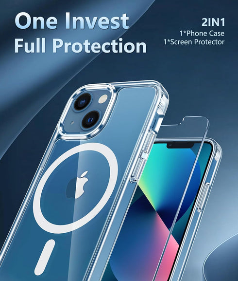 FNTCASE iPhone 13 Mini Case: Slim Clear Magnetic Cover | Military Grade Shockproof, Anti-Yellowing, Thin Protection.
