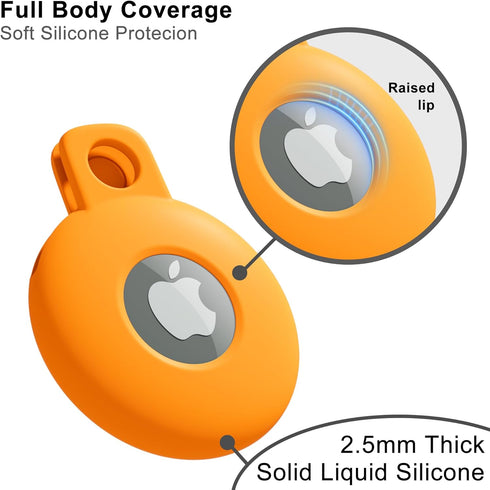 Silicone Airtag Holder Key Ring, Cute Airtag Accessories for Kids, Luggage, Cat Dog Collar, Compatible with Apple