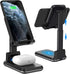 2 in 1 Wireless Charger, Dual Wireless Charging Desk Phone Stand, 10W Qi Fast-Charging Foldable Tablet Stand for iPhone