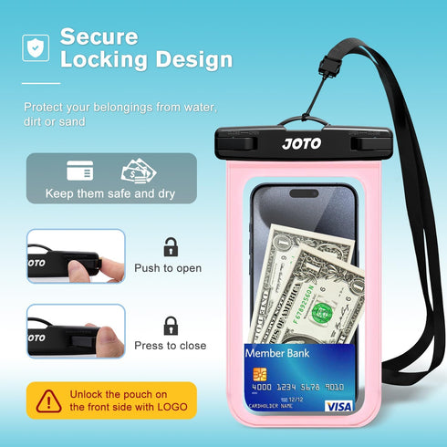 JOTO IPX8 Waterproof Phone Pouch Case, Underwater Dry Bag for iPhone 15 14 13 12 11 Pro Max, 2 Pack