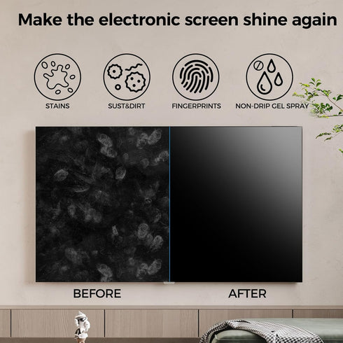 Non-Drip Touchscreen TV Screen Cleaner Spray with Wipe Cloth for LCD LED Dis, Laptop, Phone, Tablet (200 ml/6.7oz)